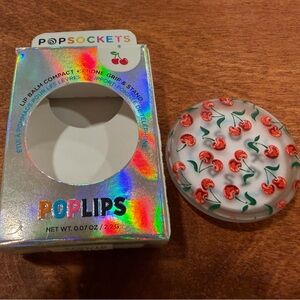 VHTF NIB DISCONTINUED Cherry PopSockets Poplips Phone Grip READ: NO lip balm
